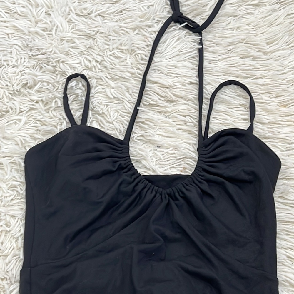 Susana Monaco U Gathered Double String Dress knee length black - Picture 3 of 6
